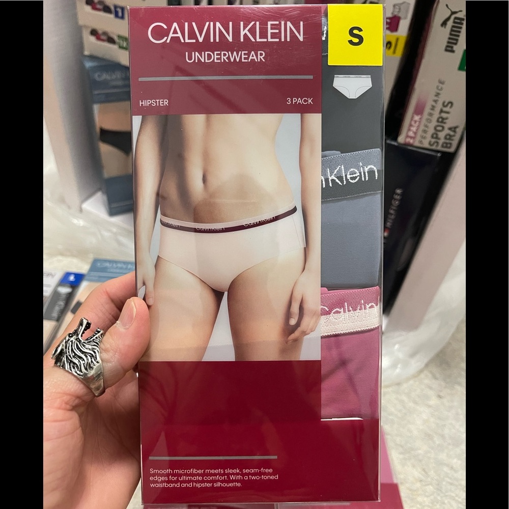 NIB 3-Pack Women's Size Small Calvin Klein Hipster Underwear Black/Grey/Pink